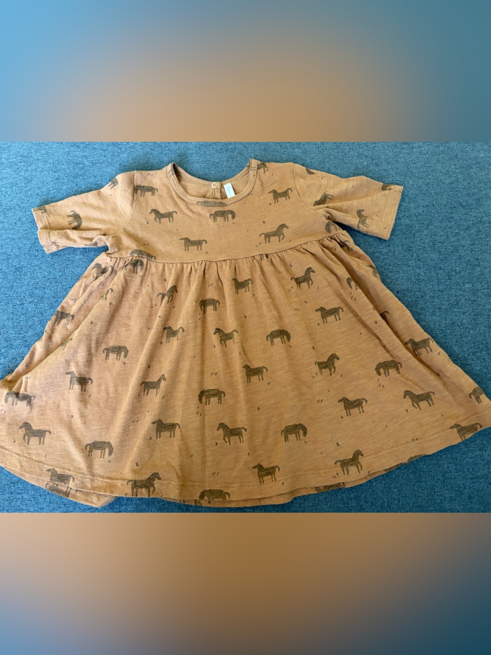 Rylee + Cru Brown Horse Print Short Sleeve Twirl Dress